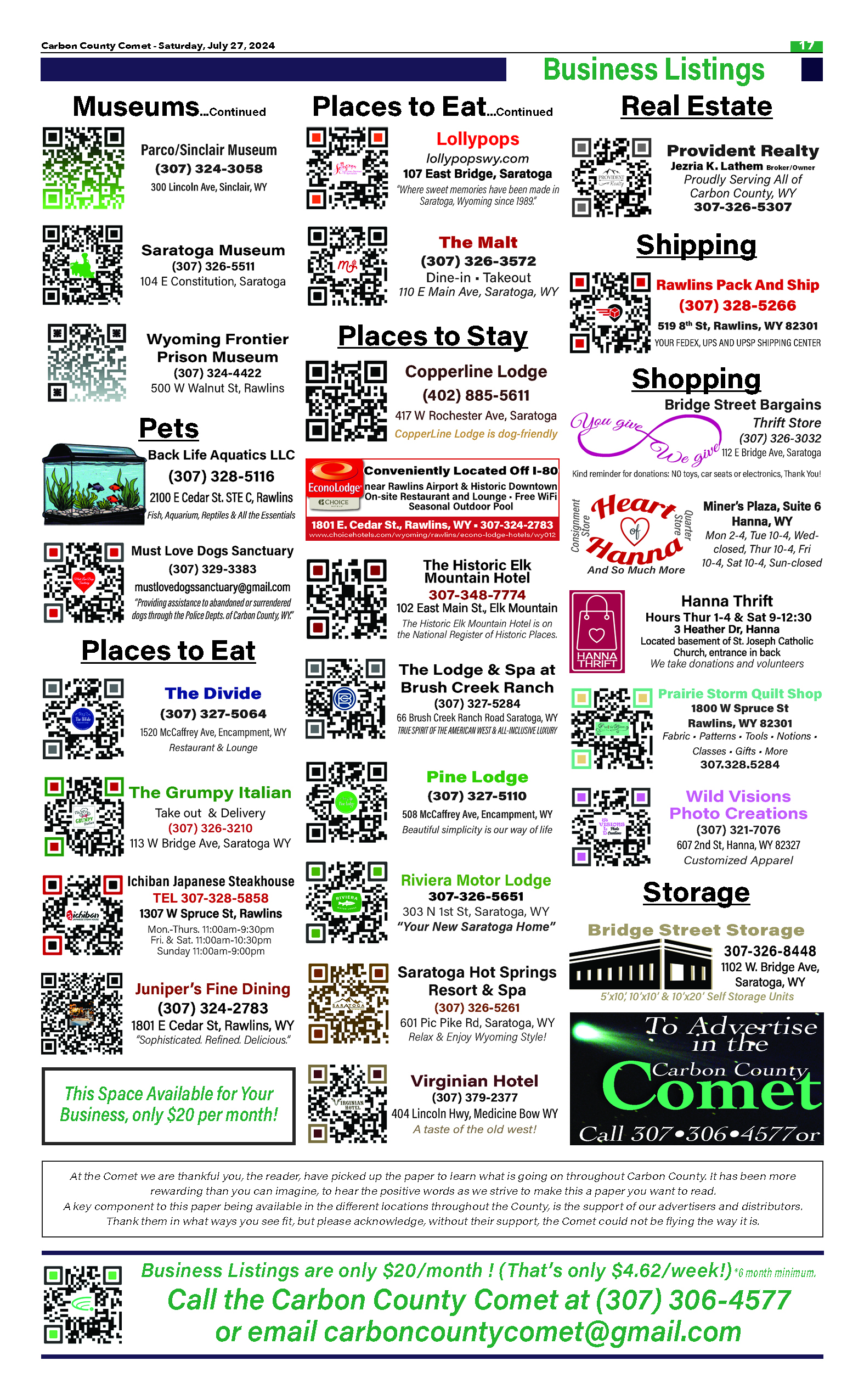 Carbon County Comet - Staff Photo - Create Article